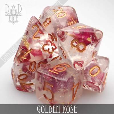 Golden Rose - Dice set - 7 stuks