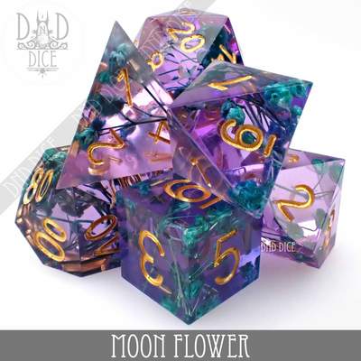 Moon Flower - Handmade Dice set - 7 stuks