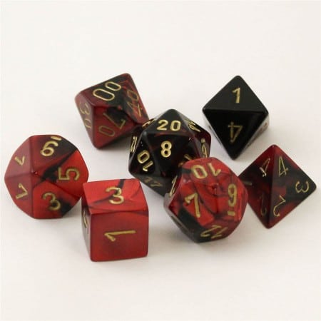 Gemini Black-Red/gold Polydice Dobbelsteen Set (7 stuks)