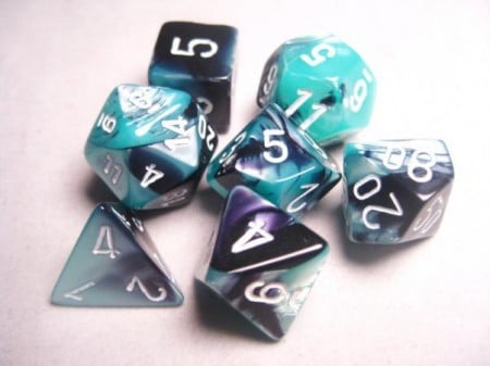 Gemini Black-Shell/white Polydice Set (7 stuks)