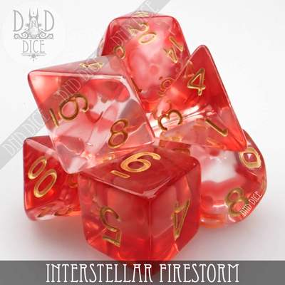 Interstellar Firestorm - Polyhedral Dice set - 7 stuks