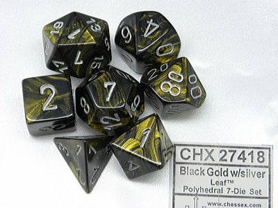 Leaf Black Gold/silver Polydice (7 stuks)