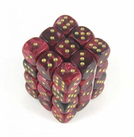 Vortex Burgundy/gold D6 12mm (36 stuks)