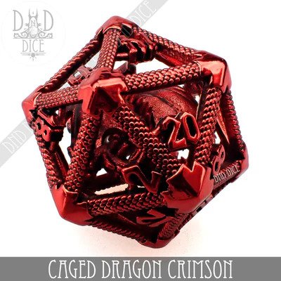 Caged Dragon Crimson - Single Hollow Metal D20