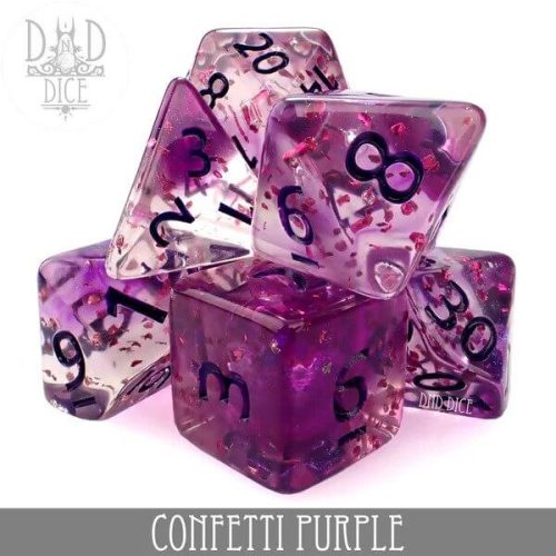 Confetti Purple - Dice set - 7 stuks