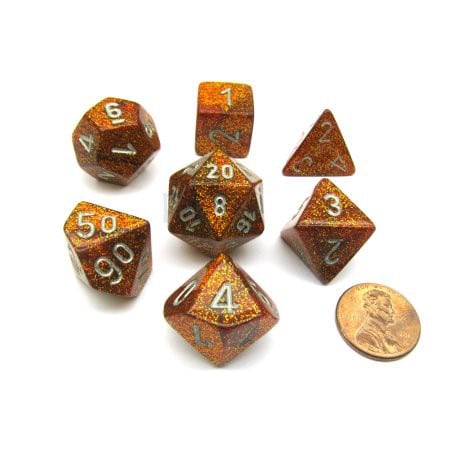 Glitter Gold/silver Polydice (7 stuks)