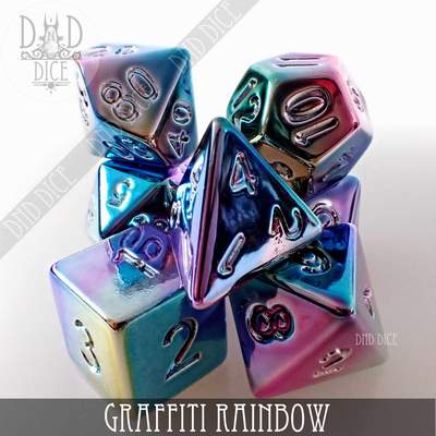 Graffiti Rainbow - Polyhedral Dice set - 7 stuks