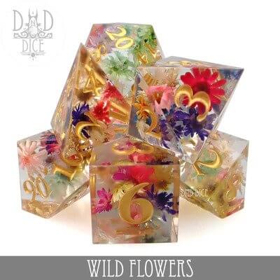 Wild Flowers - Handmade Dice set - 7 stuks