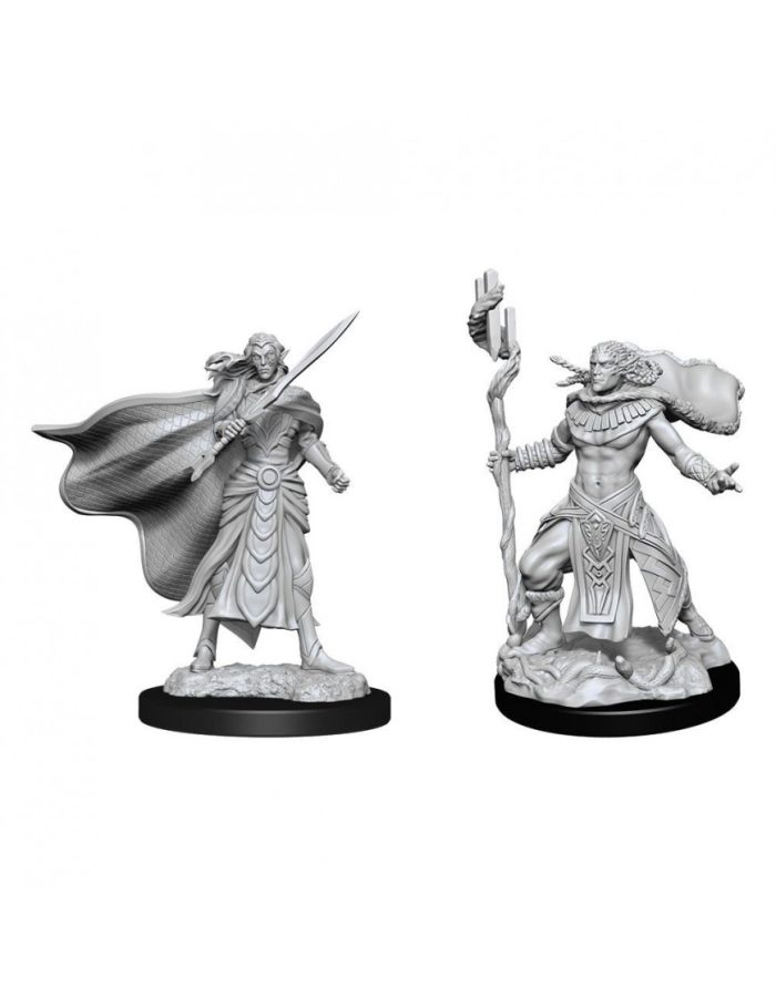 Elf Fighter & Cleric - MTG Unpainted Miniatures