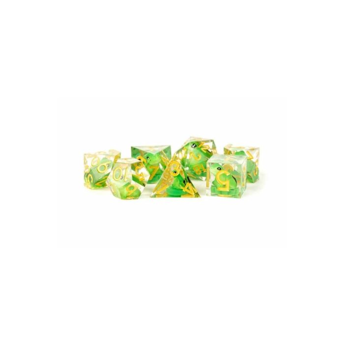 Frog - Handmade Sharp Edge Dice set - 7 stuks