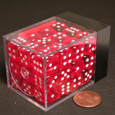 Translucent Red/white D6 12mm (36 stuks)