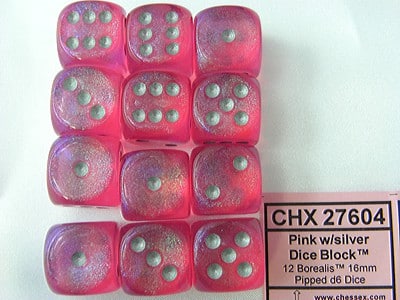 Borealis Pink/Silver D6 16mm (12 stuks)