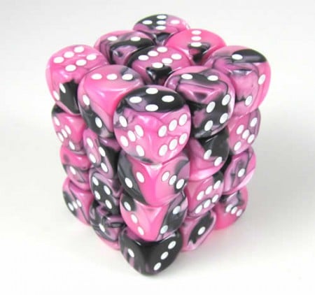 Gemini Black-Pink/white D6 12mm (36 stuks)