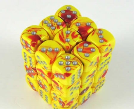 Gemini Red-Yellow/silver D6 12mm (36 stuks)