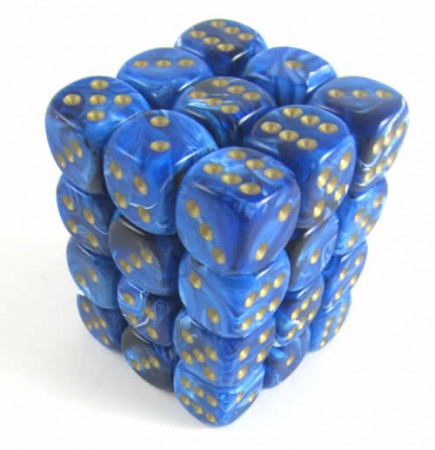 Vortex Blue/Gold D6 12mm (36 stuks)