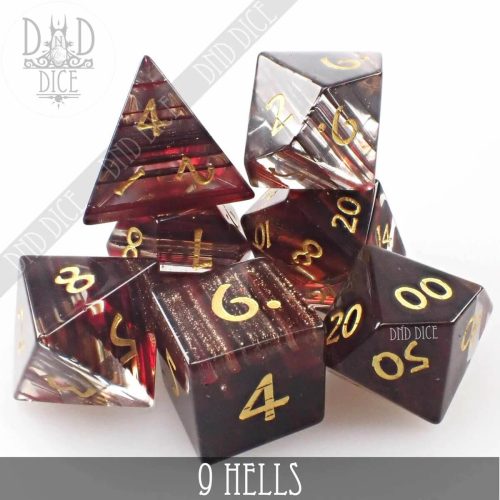 9 Hells - Glass Dice set - 7 stuks