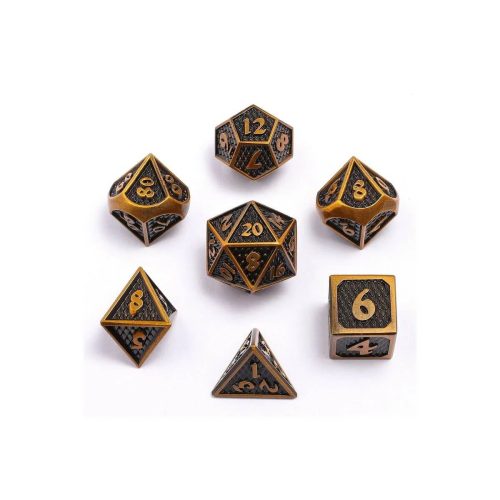 Ancient Gold Behemoth - Mini Metal Dice - 7 stuks