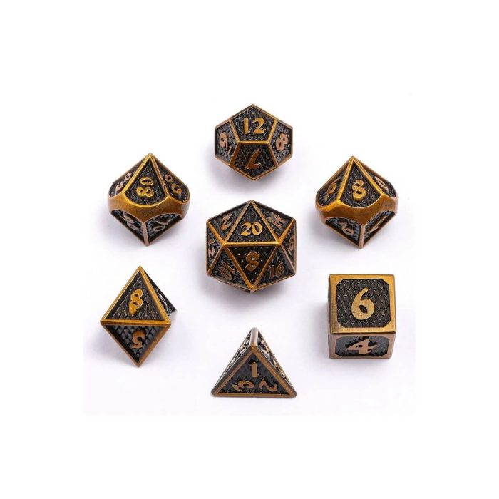 Ancient Gold Behemoth - Mini Metal Dice - 7 stuks