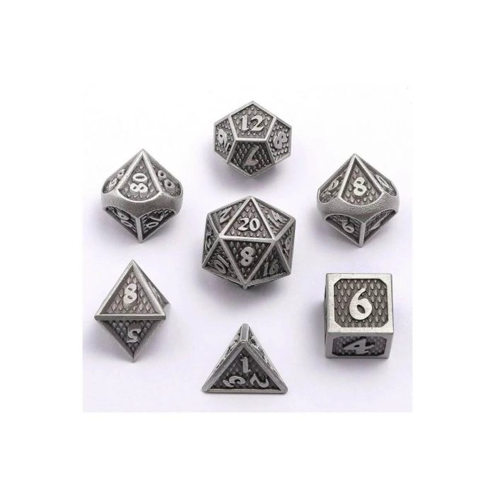 Ancient Silver Behemoth - Mini Metal Dice - 7 stuks