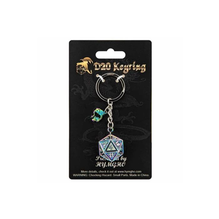 Behemoth Brushed Rainbow - D20 Metal Keychain