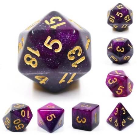 Black & Purple Galaxy - Dice set - 7 stuks