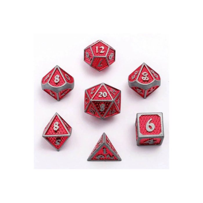 Brushed Ruby Behemoth - Mini Metal Dice - 7 stuks