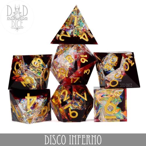 Disco Inferno - Handmade Dice set - 7 stuks