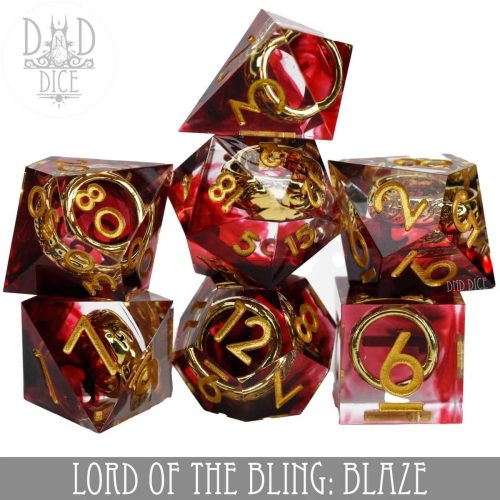 Lord of the Bling: Blaze - Handmade Dice set - 7 stuks