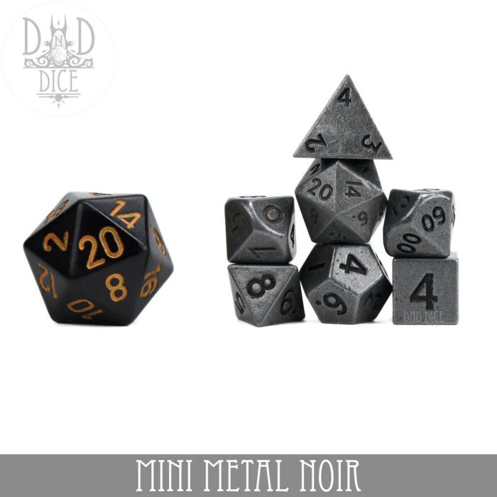 Noir - Mini Metal Dice set - 7 stuks