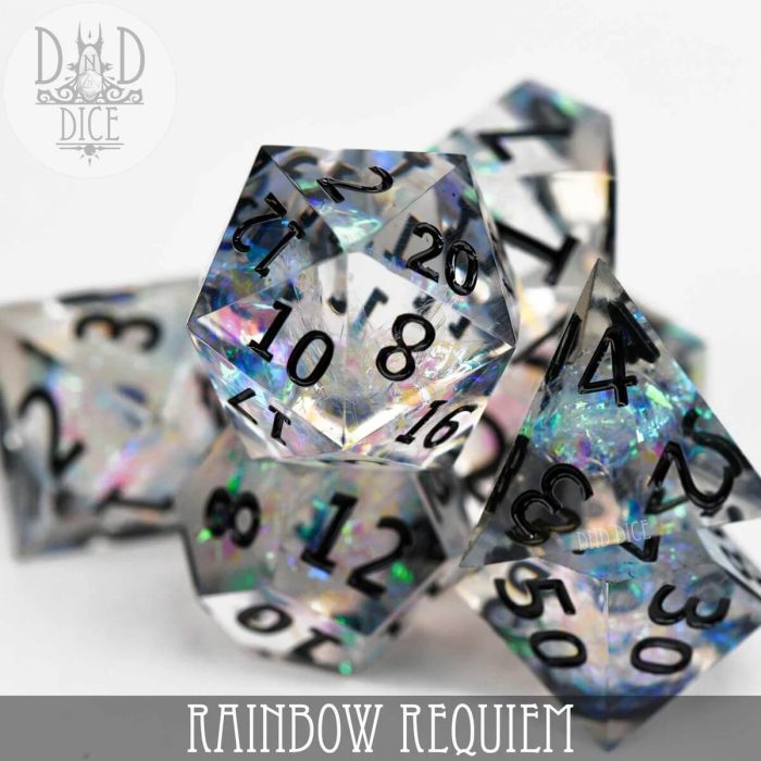 Rainbow Requiem - Handmade Dice set - 7 stuks