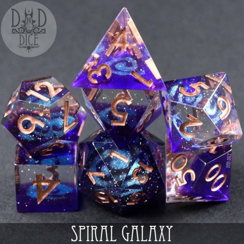 Spiral Galaxy - Handmade Dice set - 7 stuks