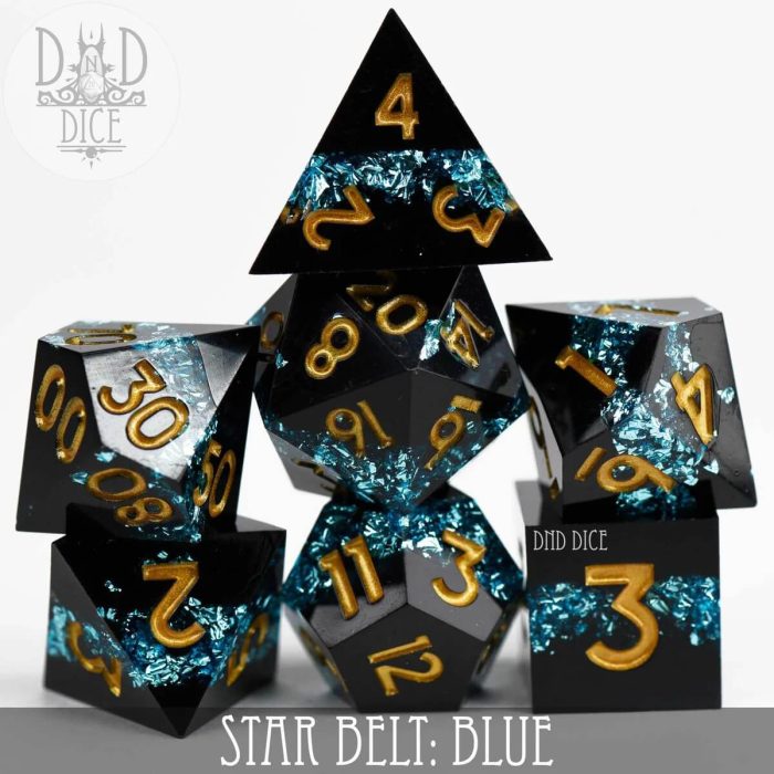 Star Belt: Blue - Handmade Dice set - 7 stuks