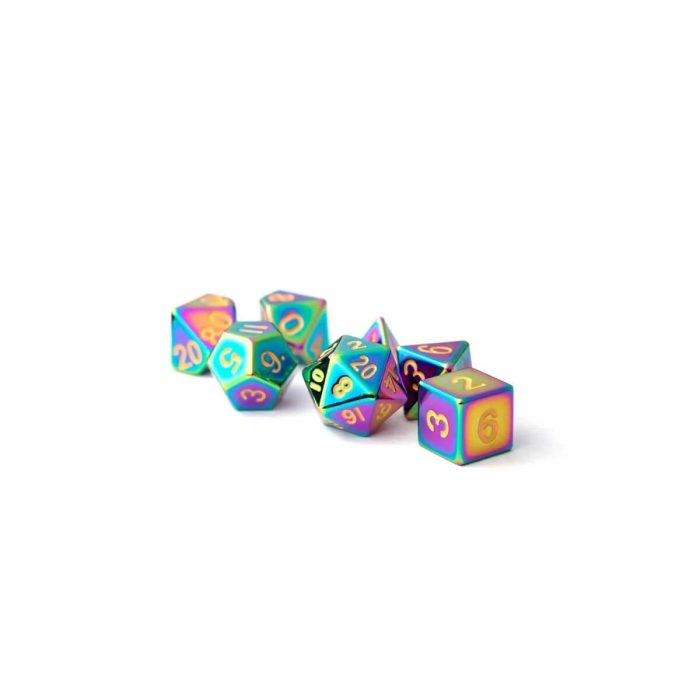 Torched Rainbow - Metal Dice set - 7 stuks