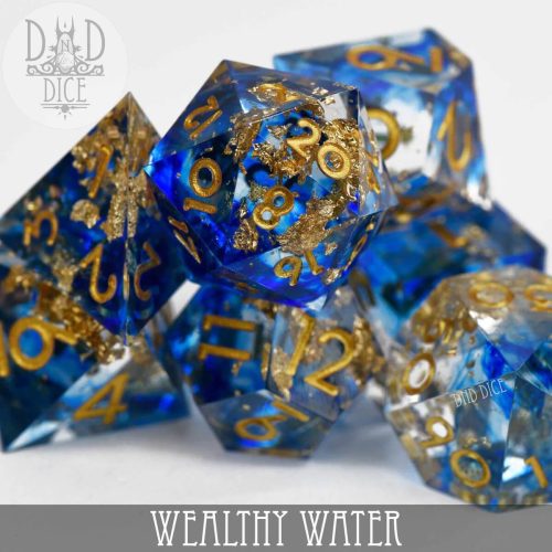 Wealthy Water - Handmade Dice set - 7 stuks
