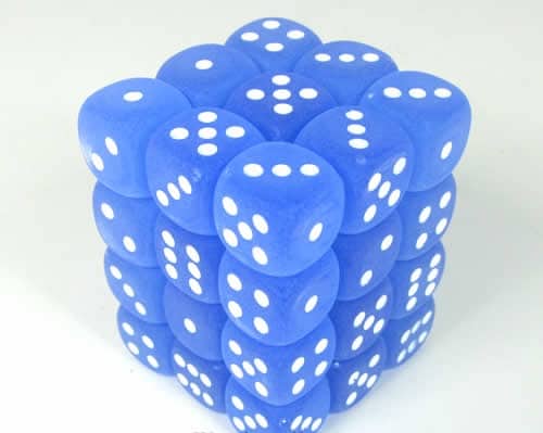 Frosted Blue/white D6 12mm (36 stuks)