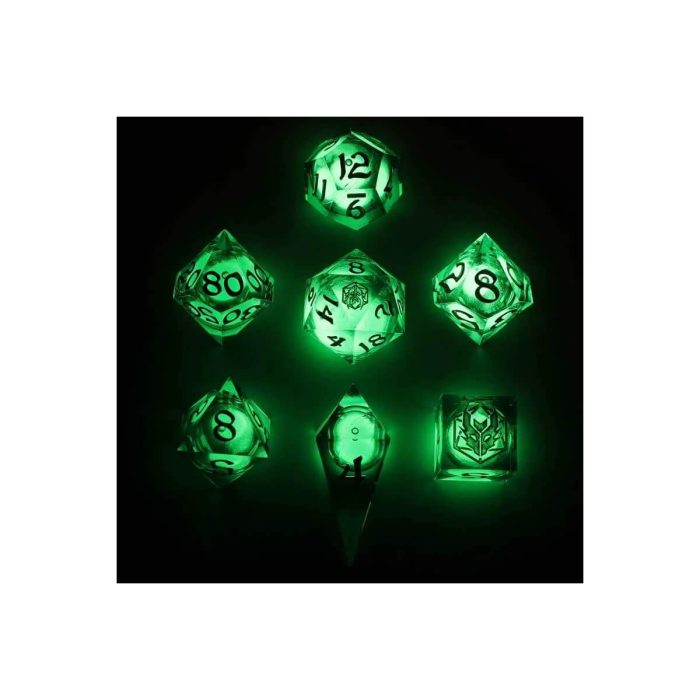 Green Glow in the Dark - Liquid Core Dice set - 7 stuks