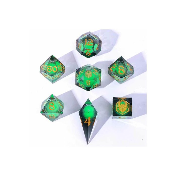 Green Glow in the Dark - Liquid Core Dice set - 7 stuks