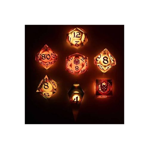 Red Glow in the Dark - Liquid Core Dice set - 7 stuks