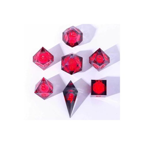 Red Glow in the Dark - Liquid Core Dice set - 7 stuks