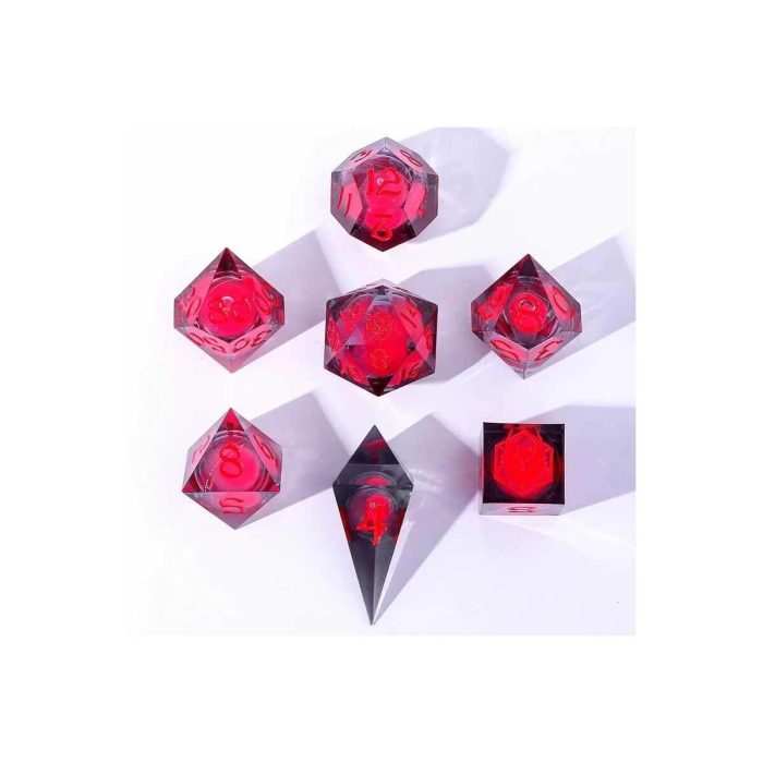 Red Glow in the Dark - Liquid Core Dice set - 7 stuks