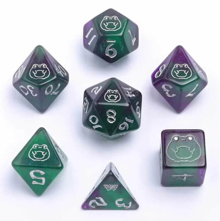 Bog Frog - Glow in the Dark Dice - 7 stuks