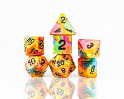 Rainbow Gold - Dice Set - 8 Stuks