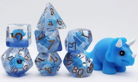 Blue Triceratops - Dice set - 7 stuks