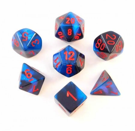 Gemini Black-Starlight/red Polydice - 7 stuks