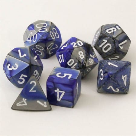 Gemini Blue-Steel/white Polydice - 7 stuks