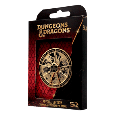 Gold Plated Alignment Spinner Pin Badge - Dungeons & Dragons