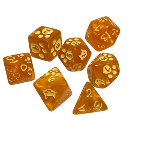 Kitten Orange Polyhedral Dice set - 7 stuks