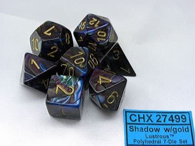 Lustrous Shadow/Gold Polydice - 7 stuks