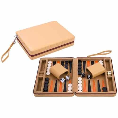 Beige Backgammon met rits - 9 inch