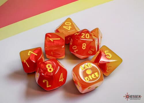 Gemini Gellow-Red/Yellow Polyhedral Lab Dice - 8 stuks